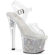 Pleaser SKY-308RSI Platform Sandal (Clear/Clear-Silver AB Rhinestone)