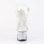 Pleaser SKY-308RSI Platform Sandal (Clear/Clear-Silver AB Rhinestone)