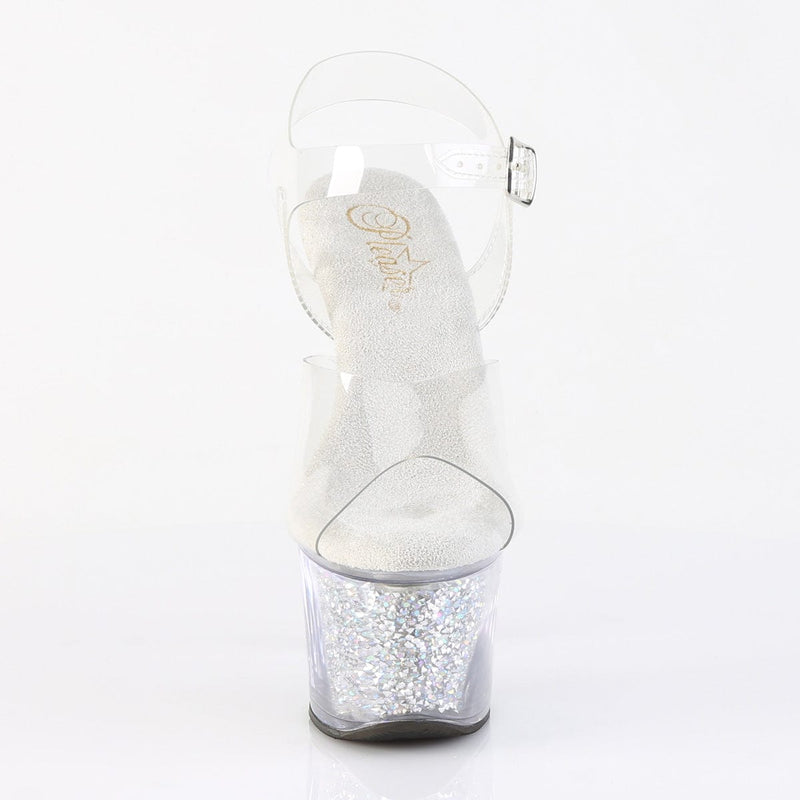 Pleaser SKY-308RSI Platform Sandal (Clear/Clear-Silver AB Rhinestone)