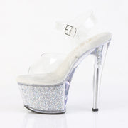 Pleaser SKY-308RSI Platform Sandal (Clear/Clear-Silver AB Rhinestone)