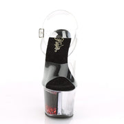 Pleaser SKY-308WHG Platform Sandal (Clear/Black-Red Glitter)