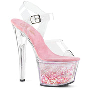 Pleaser SKY-308WHG Platform Sandal (Clear/Clear-Baby Pink Glitter)