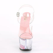 Pleaser SKY-308WHG Platform Sandal (Clear/Clear-Baby Pink Glitter)