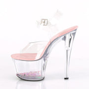 Pleaser SKY-308WHG Platform Sandal (Clear/Clear-Baby Pink Glitter)