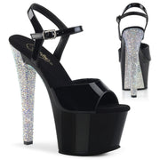 Pleaser SKY-309CHRS Platform Sandal (Black/Black-Silver AB RhinestoneTN)