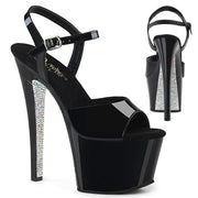 Pleaser SKY-309CRS Platform Sandal (Black/Black-Silver AB RhinestoneTN)