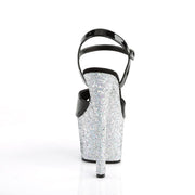 Pleaser SKY-309LG Platform Sandal (Black Patent/Silver Multi Glitter)