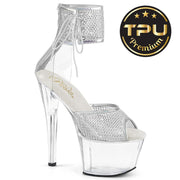 Pleaser SKY-324PREM-RSNT Clear TPU-Silver RS/Clear Platform Sandals