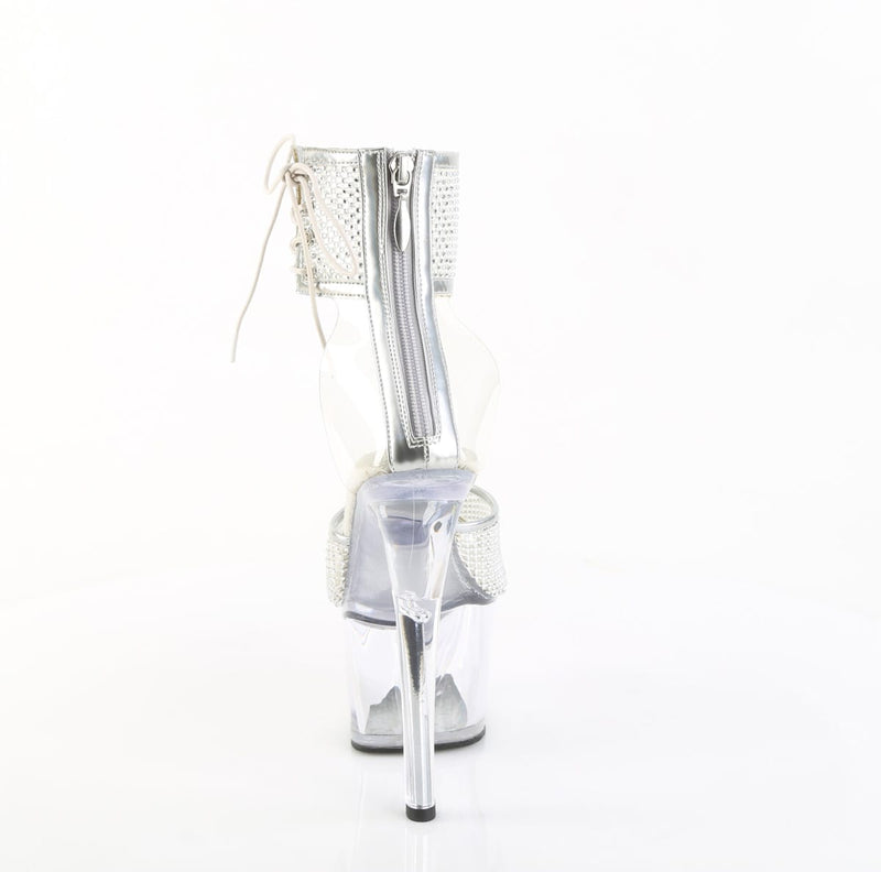 Pleaser SKY-324PREM-RSNT Clear TPU-Silver RS/Clear Platform Sandals
