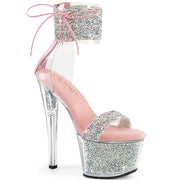 Pleaser SKY-327RSI Platform Sandal (Silver Multi Rhinestone-Baby Pink/Silver Rhinestone)