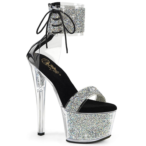 Pleaser SKY-327RSI Platform Sandal (Silver Multi Rhinestone-Black/Silver Rhinestone)