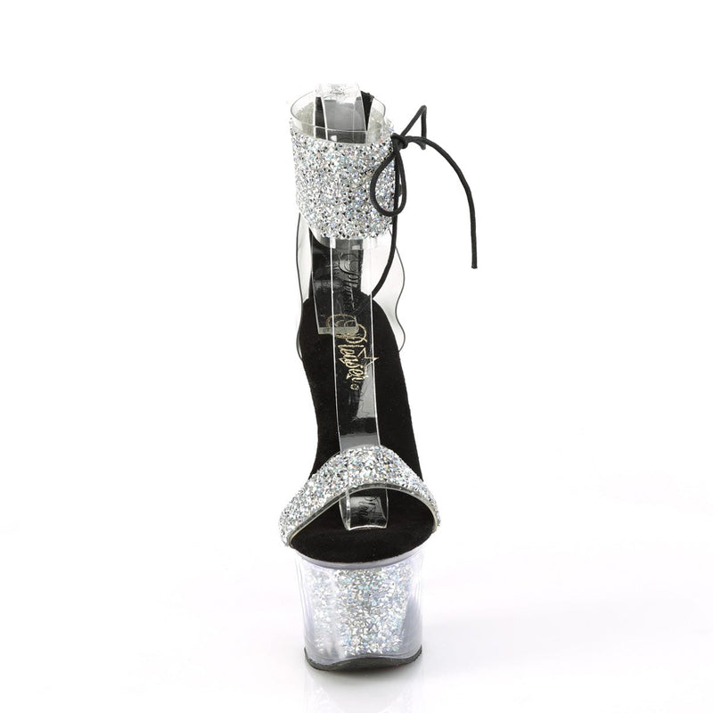 Pleaser SKY-327RSI Platform Sandal (Silver Multi Rhinestone-Black/Silver Rhinestone)