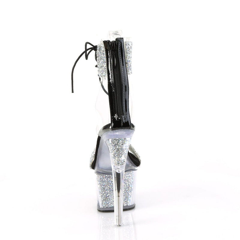 Pleaser SKY-327RSI Platform Sandal (Silver Multi Rhinestone-Black/Silver Rhinestone)