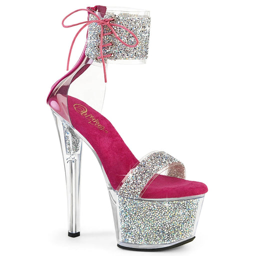 Pleaser SKY-327RSI Platform Sandal (Silver Multi Rhinestone-Hot Pink/Silver-Rhinestone)