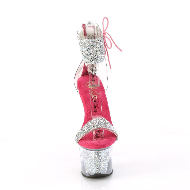 Pleaser SKY-327RSI Platform Sandal (Silver Multi Rhinestone-Hot Pink/Silver-Rhinestone)