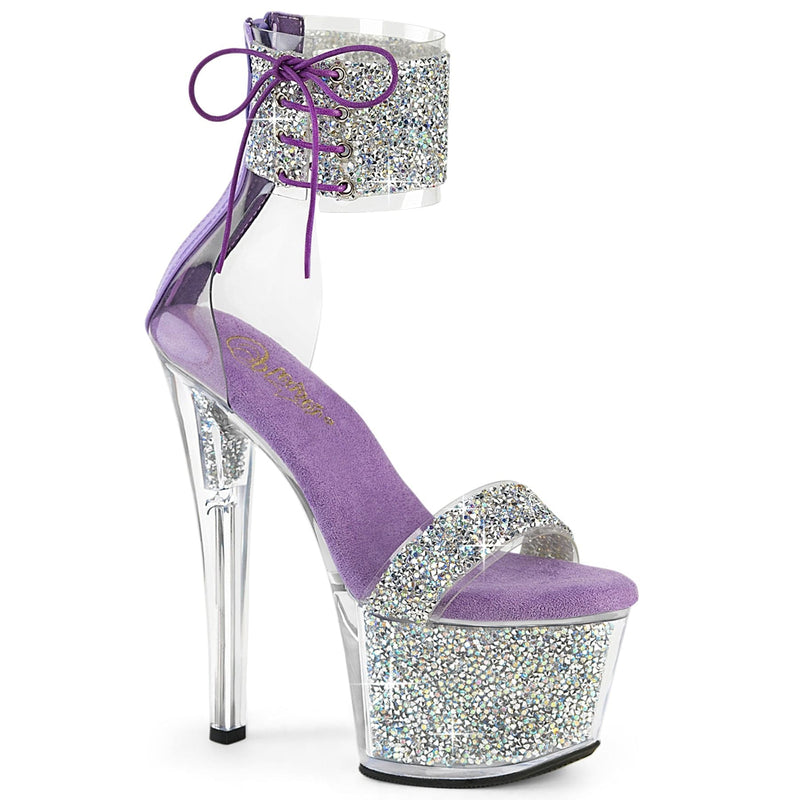 Pleaser SKY-327RSI Platform Sandal (Silver Multi Rhinestone-Lavender/Silver Rhinestone)