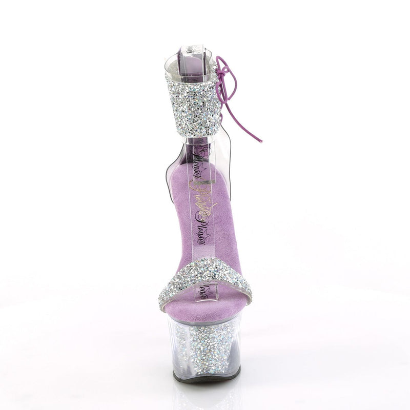 Pleaser SKY-327RSI Platform Sandal (Silver Multi Rhinestone-Lavender/Silver Rhinestone)