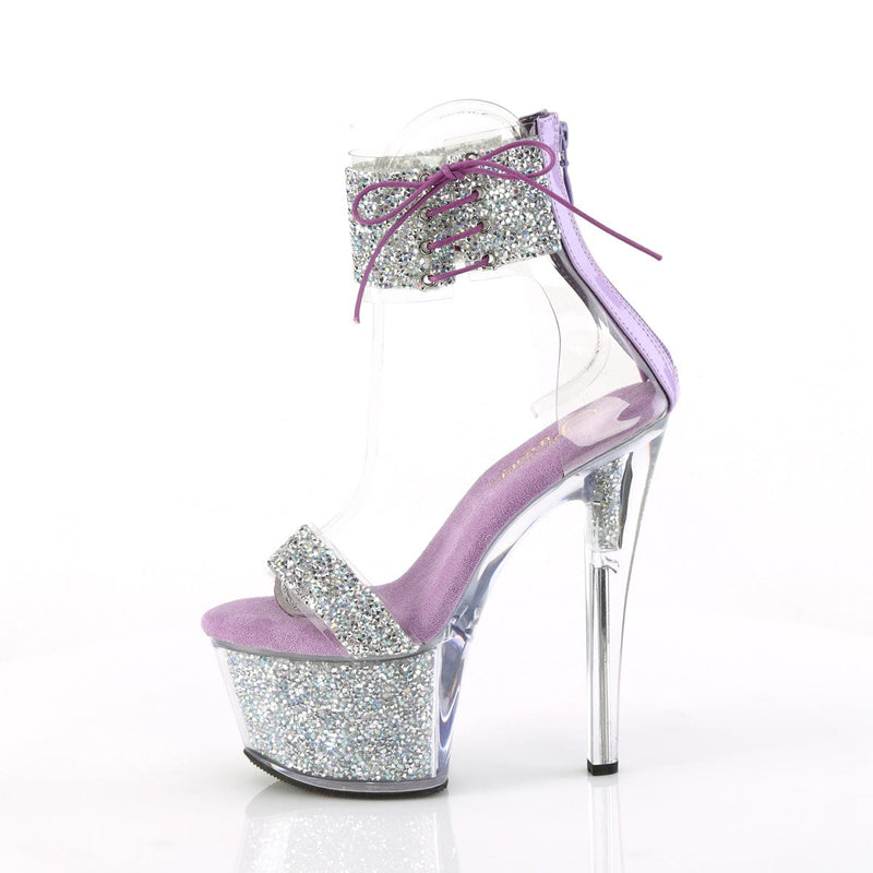 Pleaser SKY-327RSI Platform Sandal (Silver Multi Rhinestone-Lavender/Silver Rhinestone)