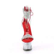 Pleaser SKY-327RSI Platform Sandal (Silver Multi Rhinestone-Red/Silver Rhinestone)