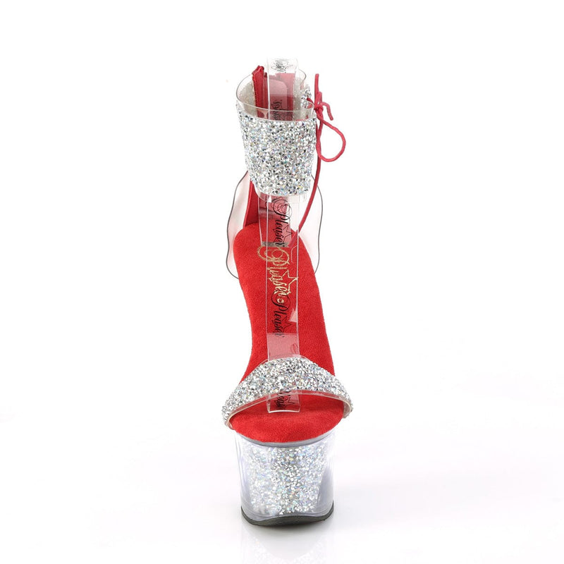 Pleaser SKY-327RSI Platform Sandal (Silver Multi Rhinestone-Red/Silver Rhinestone)