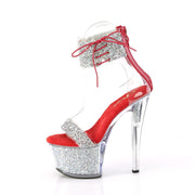 Pleaser SKY-327RSI Platform Sandal (Silver Multi Rhinestone-Red/Silver Rhinestone)