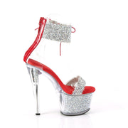 Pleaser SKY-327RSI Platform Sandal (Silver Multi Rhinestone-Red/Silver Rhinestone)