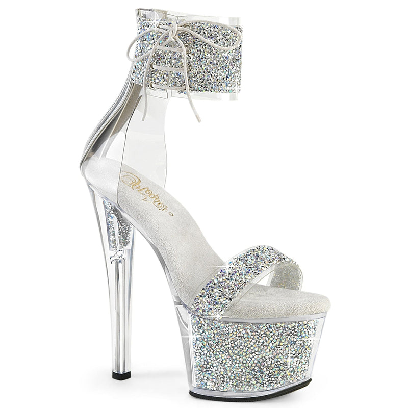 Pleaser SKY-327RSI Platform Sandal (Silver Multi Rhinestone-Silver/Silver Rhinestone)