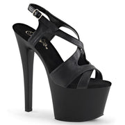 Pleaser SKY-330 Platform Sandal (Black Faux Leather/Black Matte) 5