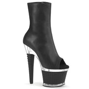 Pleaser SPECTATOR-1012 Platform Ankle Boot (Black Faux Leather/Clear-Black Matte) 6