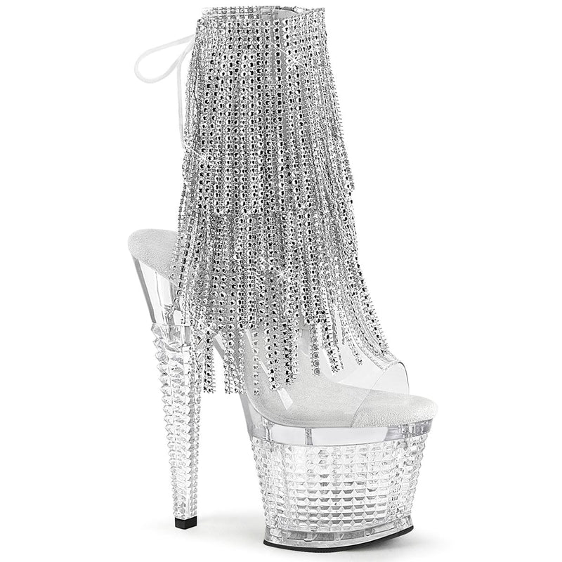Pleaser SPECTATOR-1017RSF Platform Ankle Boot (Clear-Silver/Clear)
