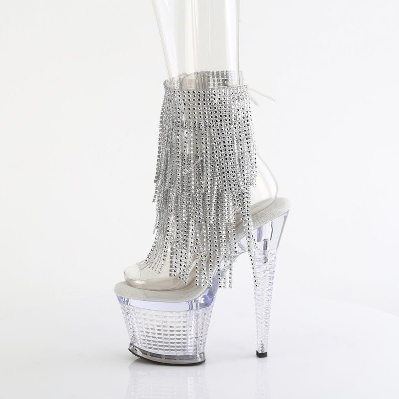 Pleaser SPECTATOR-1017RSF Platform Ankle Boot (Clear-Silver/Clear)