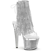 Pleaser SPECTATOR-1017RSF Platform Ankle Boot (Clear-Silver/Clear-Silver Chrome)