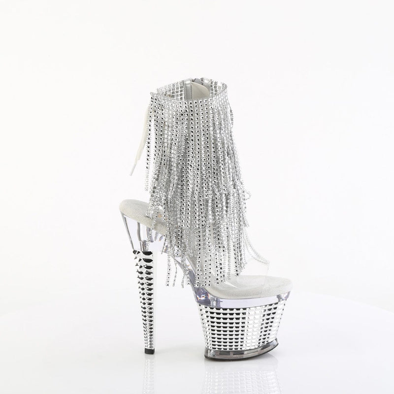 Pleaser SPECTATOR-1017RSF Platform Ankle Boot (Clear-Silver/Clear-Silver Chrome)