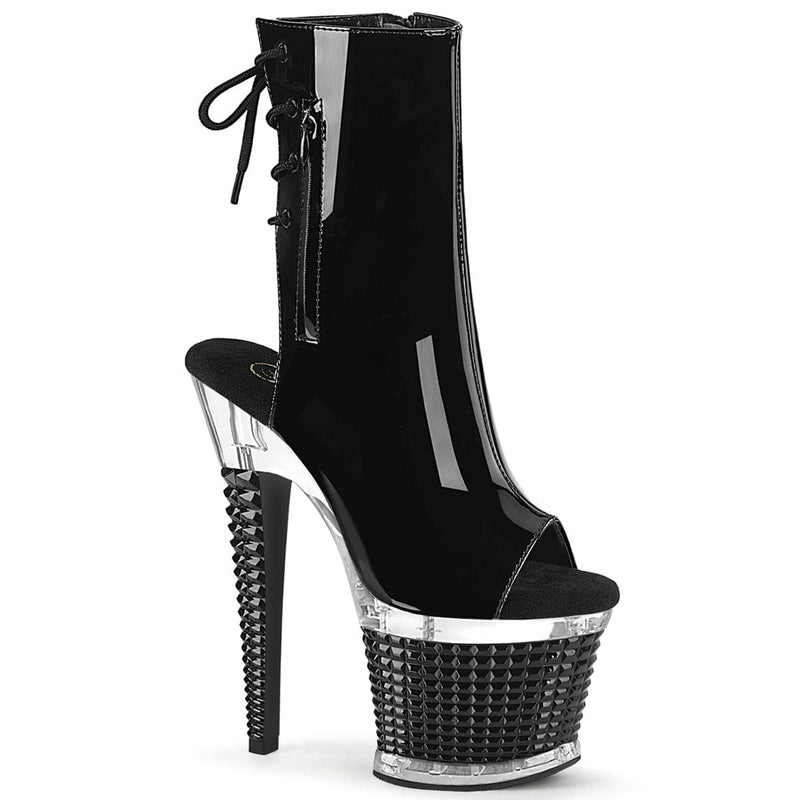 Pleaser SPECTATOR-1018 Platform Ankle Boot (Black Patent/Clear-Black) 6