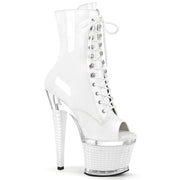 Pleaser SPECTATOR-1021 Platform Ankle Boot (White Patent/Clear-White) 6