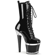 Pleaser SPECTATOR-1040 Platform Ankle Boot (Black Patent/Clear-Black) 6