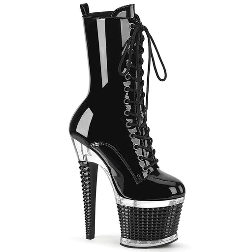 Pleaser SPECTATOR-1040 Platform Ankle Boot (Black Patent/Clear-Black) 6