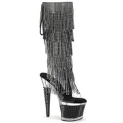 Pleaser SPECTATOR-2017RSF Platform Knee High Boot (Clear-Black/Clear-Black) 6