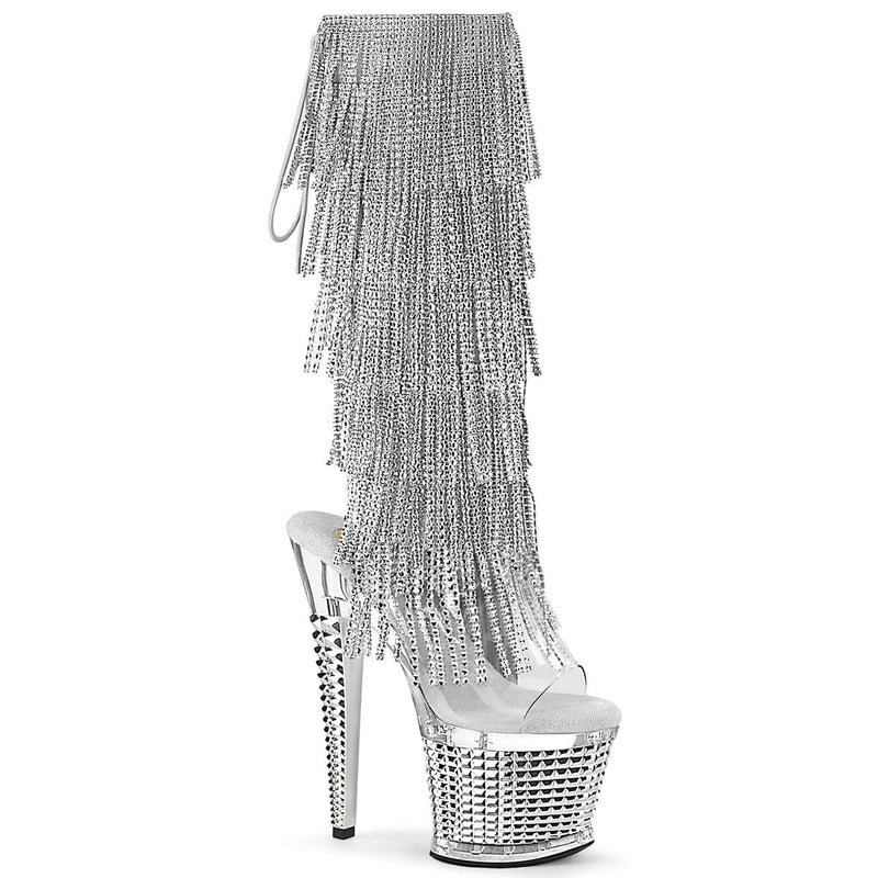 Pleaser SPECTATOR-2017RSF Platform Knee High Boot (Clear-Silver/Clear-Silver Chrome) 6