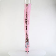 Pleaser SPECTATOR-3030 Platform Thigh High Boot (Baby Pink Faux Leather/Clear-Baby Pink Ma)