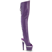 Pleaser SPECTATOR-3030 Platform Thigh High Boot (Purple Faux Leather/Clear-Purple Matt)