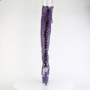 Pleaser SPECTATOR-3030 Platform Thigh High Boot (Purple Faux Leather/Clear-Purple Matt)