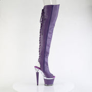 Pleaser SPECTATOR-3030 Platform Thigh High Boot (Purple Faux Leather/Clear-Purple Matt)