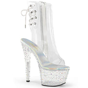 Pleaser STARDANCE-1018C-7 Platform Ankle Boot (Clear/Clear-Silver Multi Rhinestone)