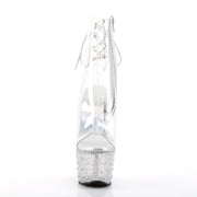 Pleaser STARDANCE-1018C-7 Platform Ankle Boot (Clear/Clear-Silver Multi Rhinestone)