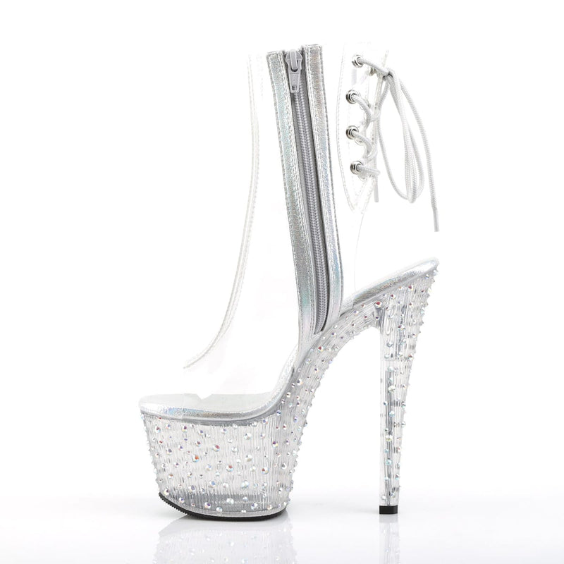 Pleaser STARDANCE-1018C-7 Platform Ankle Boot (Clear/Clear-Silver Multi Rhinestone)