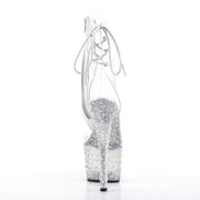 Pleaser STARDANCE-1018C-7 Platform Ankle Boot (Clear/Clear-Silver Multi Rhinestone)