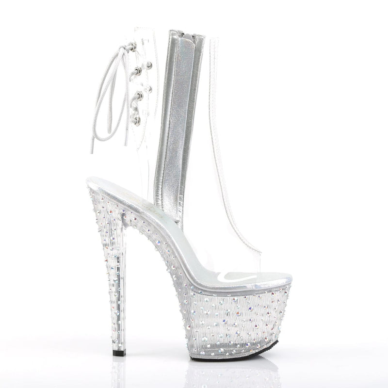 Pleaser STARDANCE-1018C-7 Platform Ankle Boot (Clear/Clear-Silver Multi Rhinestone)