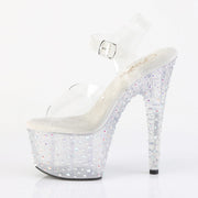 Pleaser STARDANCE-708 Platform Sandal (Clear/Clear-Silver Multi Rhinestone)