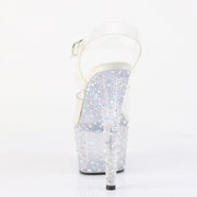 Pleaser STARDANCE-708 Platform Sandal (Clear/Clear-Silver Multi Rhinestone)